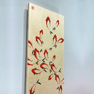 12 x 36 Limited Edition Print on Wood - Koi Series